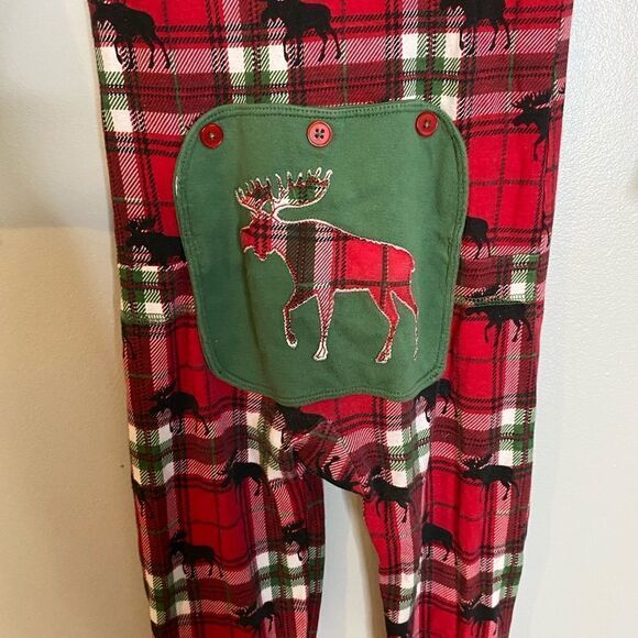 Little Blue House Holiday Moose On Plaid Union Suit - Picture 6 of 7